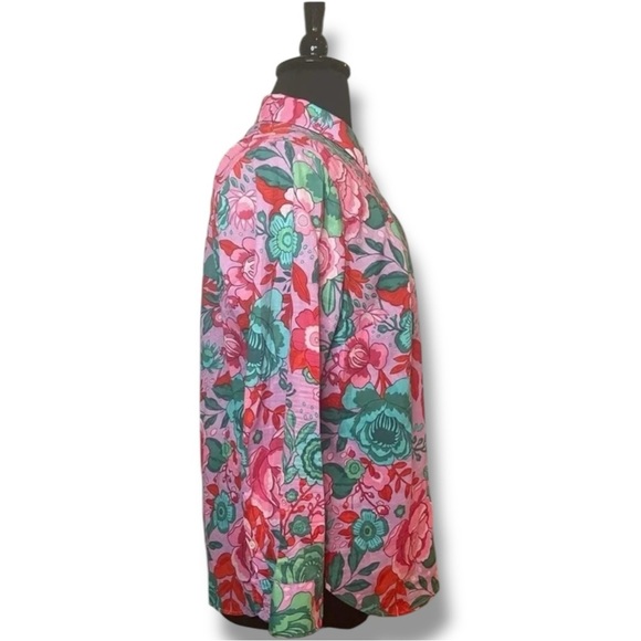 TALBOTS COTTON BUTTON FRONT SHIRT - SKETCHED BLOOMS Plus 1X - Picture 5 of 10